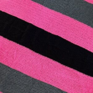 Cozy Pink, Black, & Grey Striped Throw Blanket